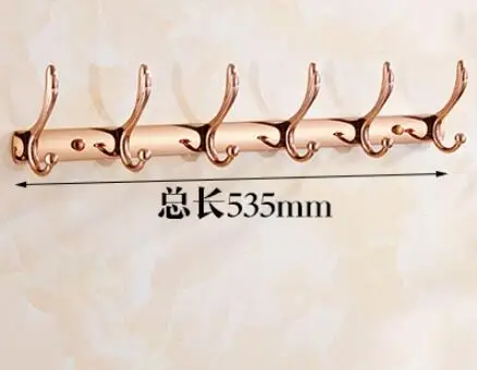 6 hooks rose gold Настенная Золотая/хромированная/Розовая Золотая одежда шляпа крючок ряд винтажный крючок для одежды для ванной комнаты Набор оборудования для ванной вешалка для кухни - Цвет: 6 hooks rose gold