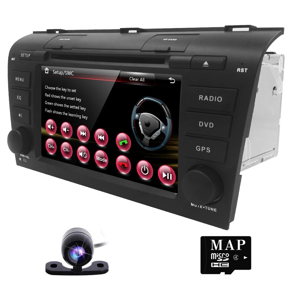 Бесплатная Камера 7 &quotдвойной 2 Din стерео dvd плеер навигации для Mazda 3 Mazda3 2004 2009 с gps