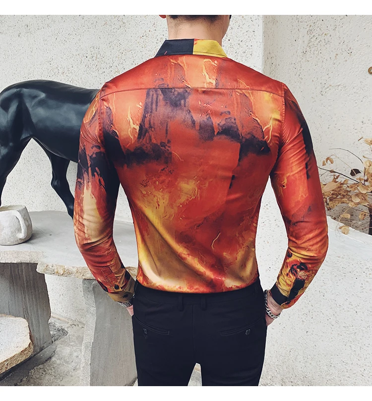 Футболка с принтом волка мужская с длинными рукавами Camisa Masculina Высококачественная Мужская одежда Camisa Homem Осенняя рубашка Social Masculina