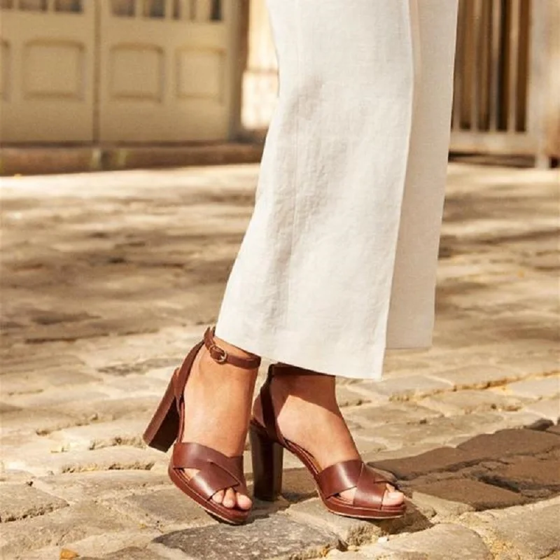 High heels women sandals summer open toe cross strappy sexy ladies shoes gladiator ankle strap block heel roman big size | Обувь