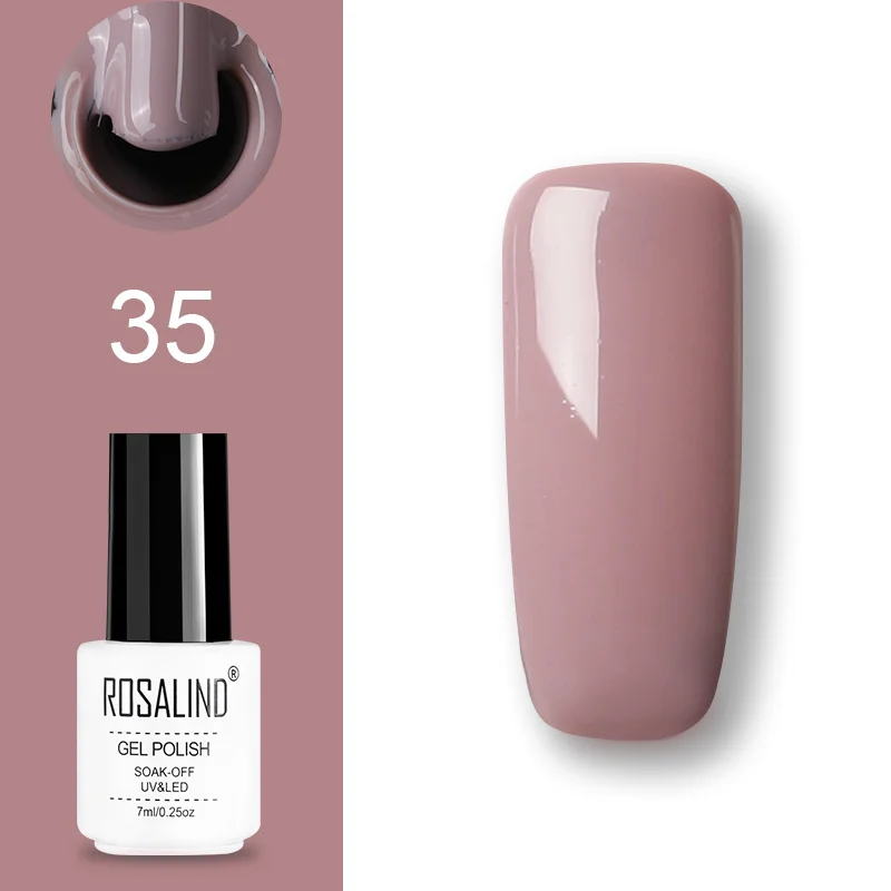 35 ROSALIND набор гель-лаков UV Vernis полуперманентный праймер верхнее покрытие 7 мл полигель-лак для маникюра - Цвет: 35