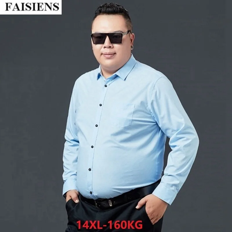 FAISIENS большой размер Мужская Большая рубашка с длинным рукавом 8XL 10XL осень офисная одежда рубашки Формальные 7XL 9XL 11XL 12XL 14XL рубашки бизнес