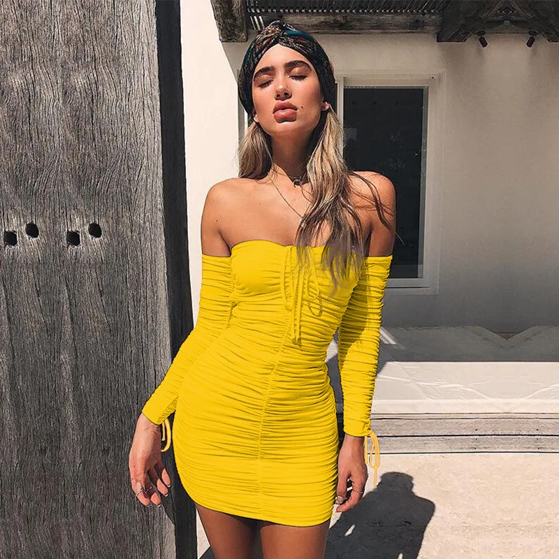 Женское осенне-зимнее Бандажное платье 2017 сексуальное с открытыми плечами