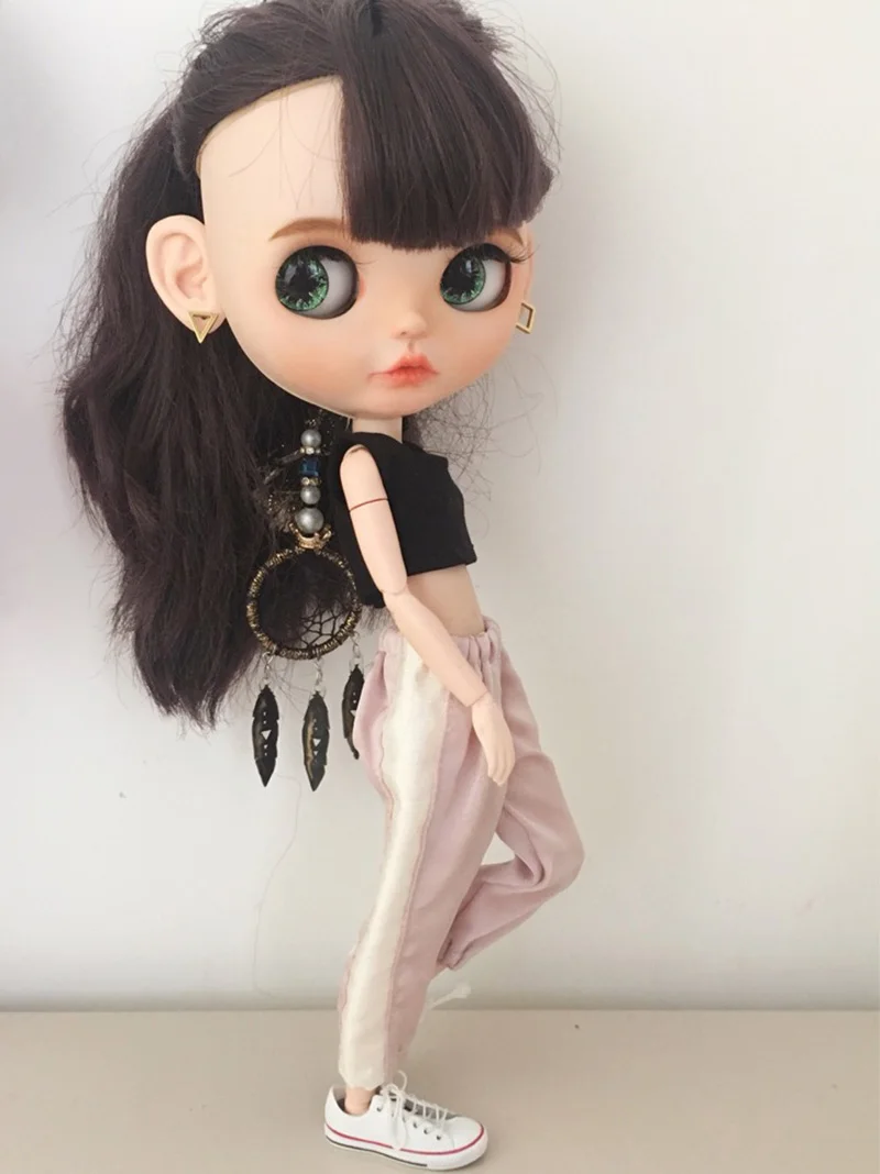 Новинка 2 шт./компл. спортивный костюм черный жилет + розовые брюки для кукол блайз