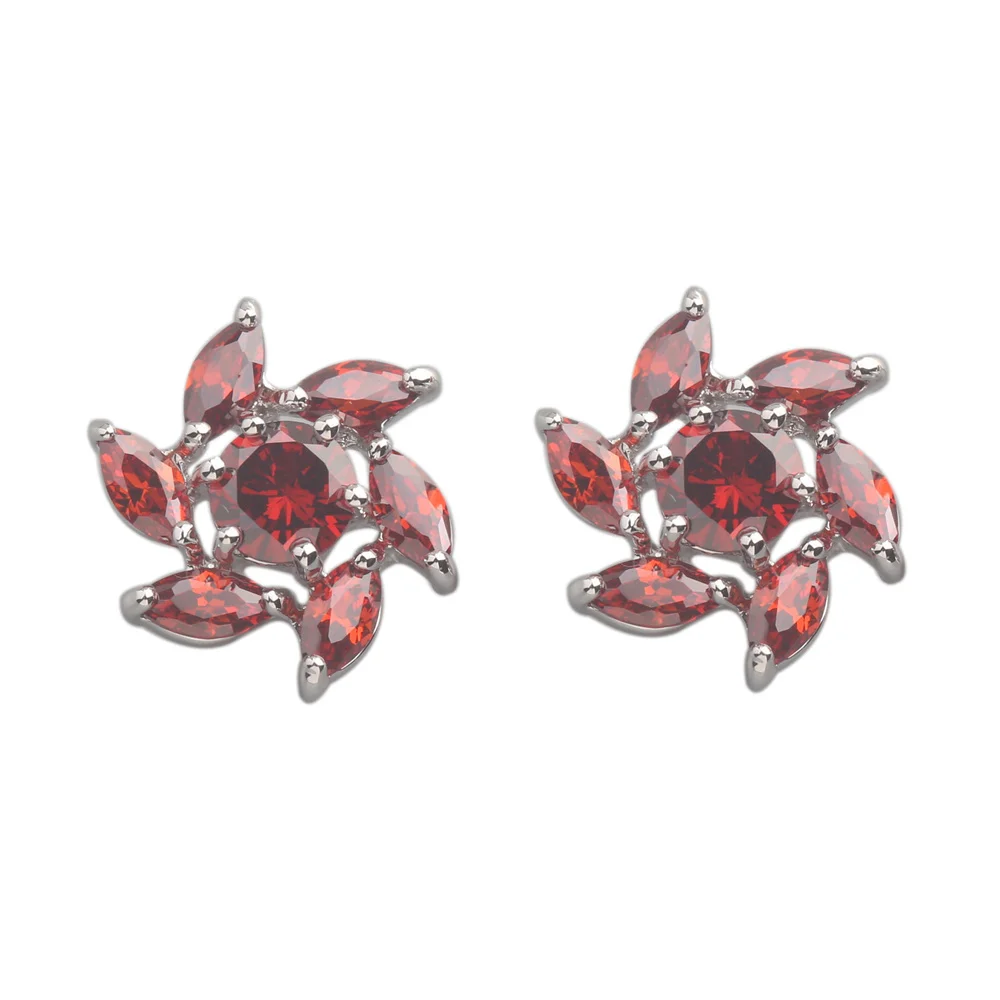 Солнечный красный гранат 5*5 мм полудрагоценные серебряные крутые женские серьги