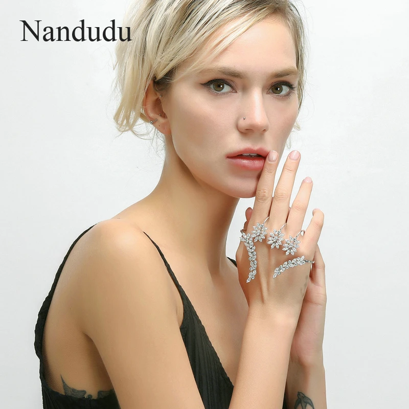 Nandudu хороший кубический цирконий пальмовый браслет белого золота цвет ручной