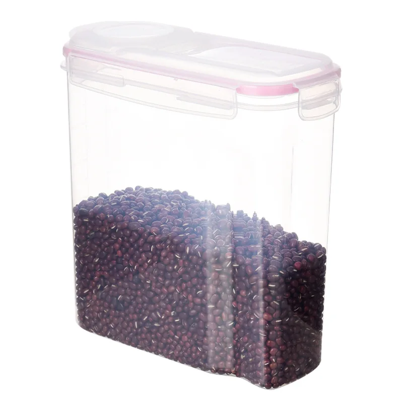 Pink 4L Герметичный контейнер для крупы с запирающейся крышкой, водонепроницаемый, без бисфенола, пластиковый, отличный хранитель для хранения продуктов для муки, сахара, сухих пищевых продуктов - Цвет: Pink 4L