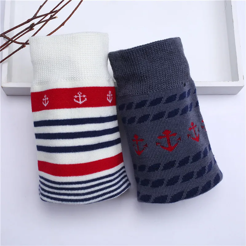 Модные весенние мужские дышащие хлопковые носки 2018 темно синие в стиле якоря