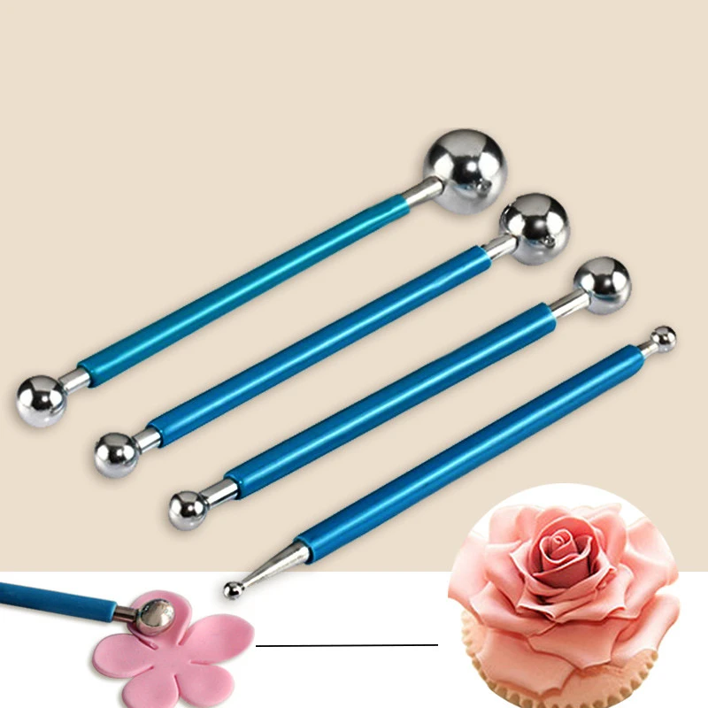 4 шт./лот 3D для цветов из мастики таблетки нержавеющей стали палка глины фимо