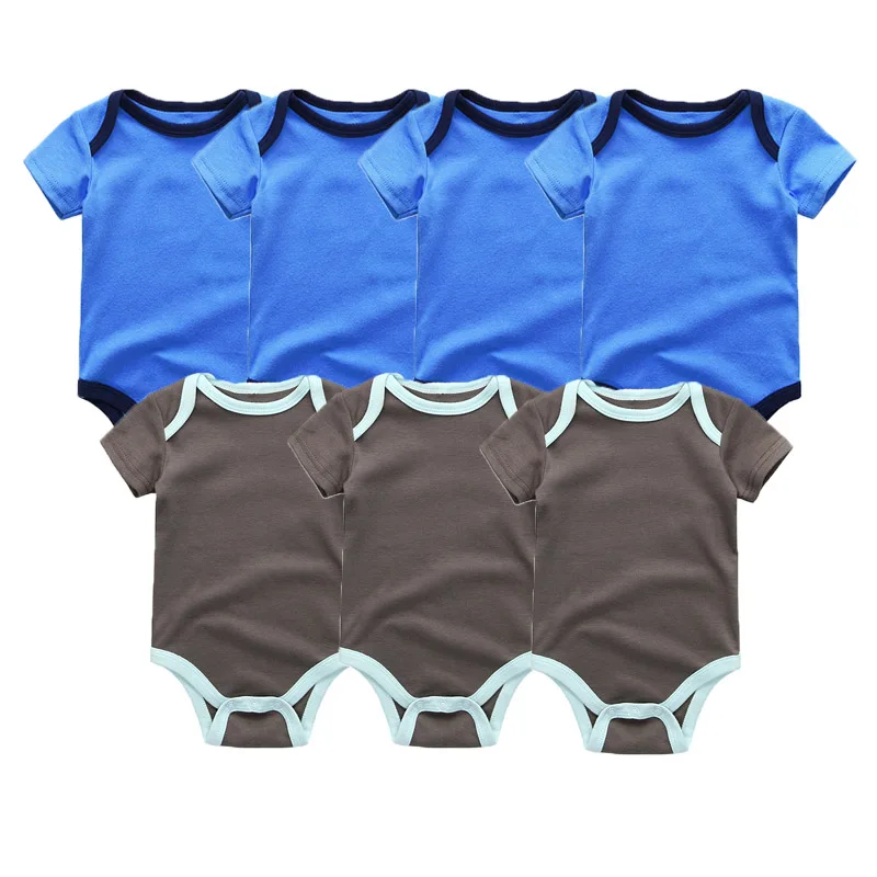 Q7008 Одежда для малышей; Roupas; одежда унисекс; хлопковый костюм; 7 шт./лот; Детский комплект; комбинезон с короткими рукавами; Одежда для новорожденных; боди для малышей - Цвет: Q7008