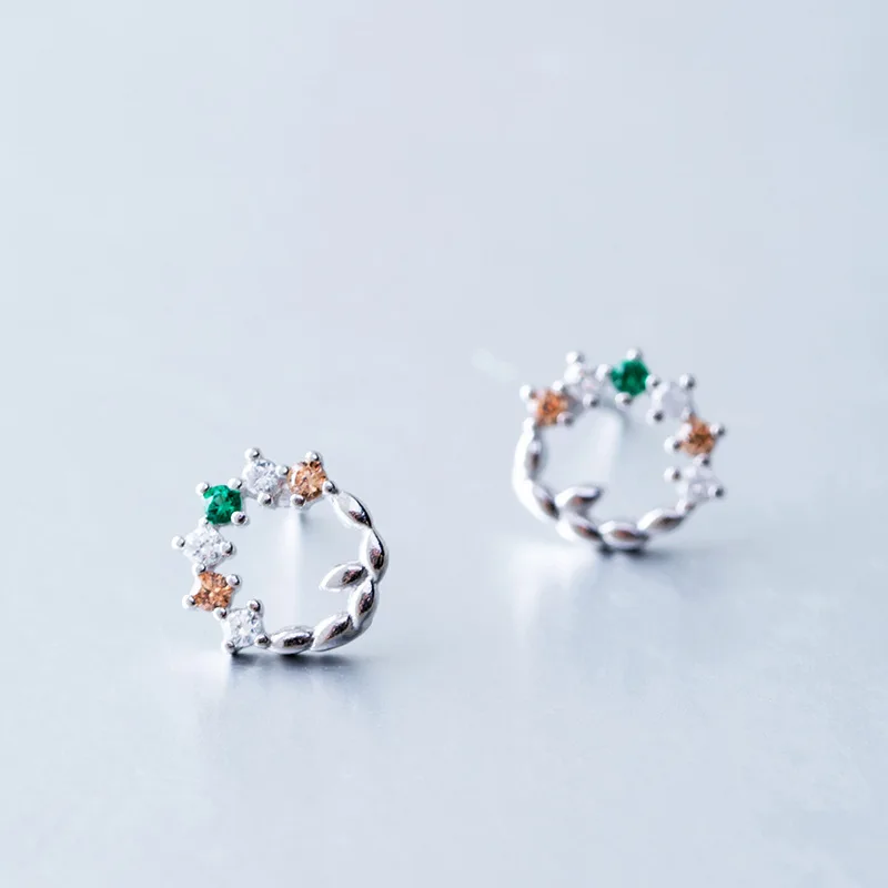 Женские серьги петли в виде цветка из серебра пробы с оливами|Серьги-гвоздики| |