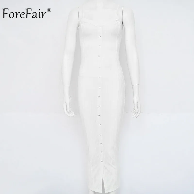 Forefair, без рукавов, на пуговицах, сексуальное, облегающее, макси платье, для женщин, осень, женское, v-образный вырез, с разрезом, платье на бретелях, в рубчик, базовое, длинное платье