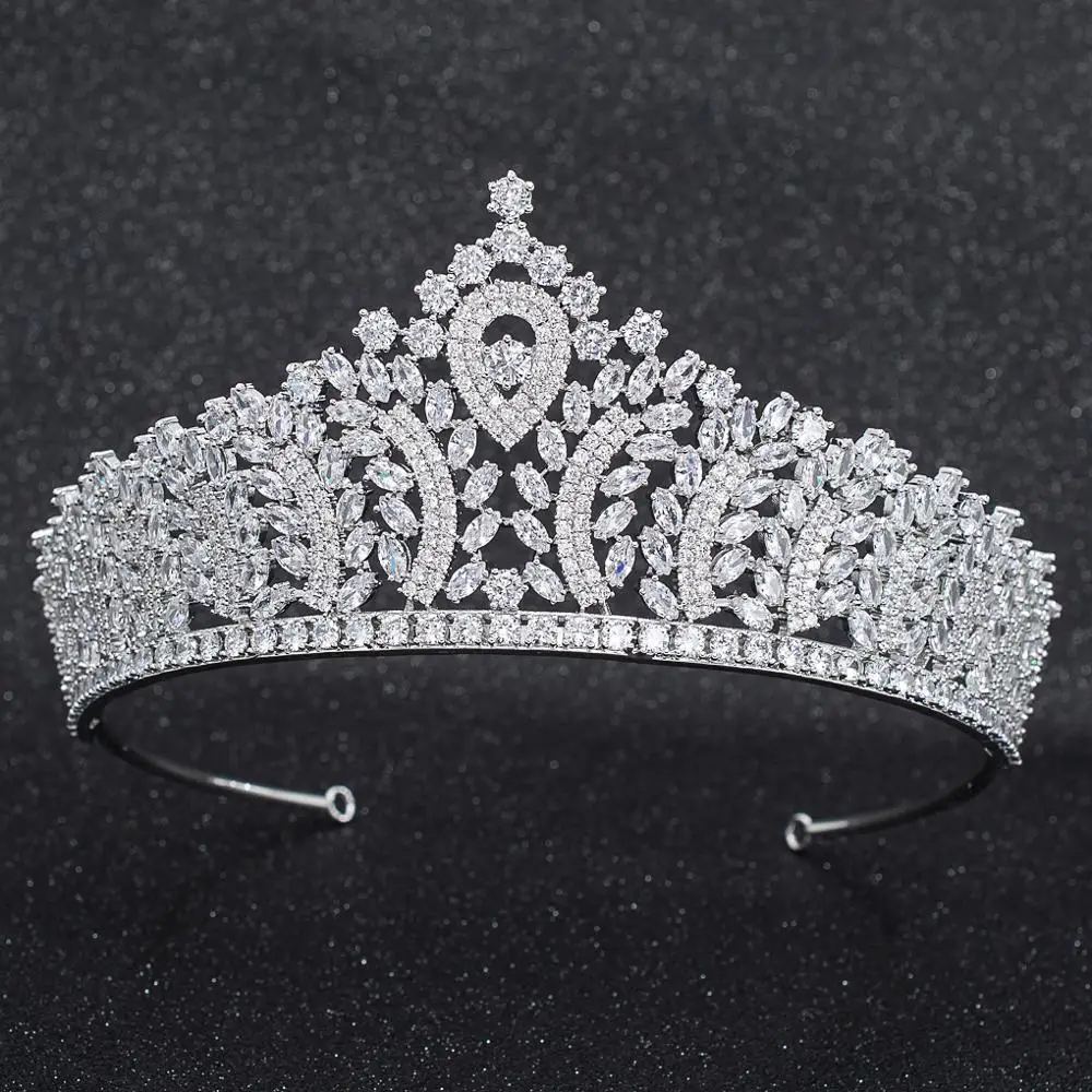 

Classic Cubic Zirconia Wedding Bridal Tiara Crown Women Girl Prom Hair Jewelry Accessories Real Platinum Plated CH10274