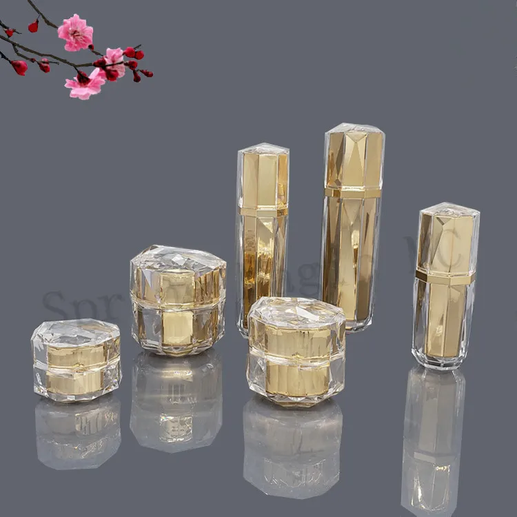 Пустые пластиковые акриловые многоразовые бутылки для крема 50 шт. г золотой