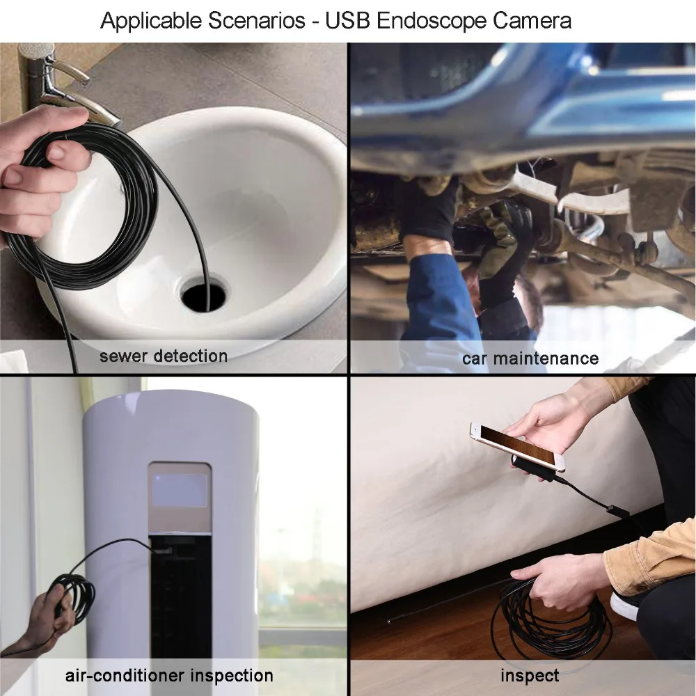 HD 8 0 мм эндоскоп камера 1080P USB с светодиодами 1/2/5 м кабель Водонепроницаемый