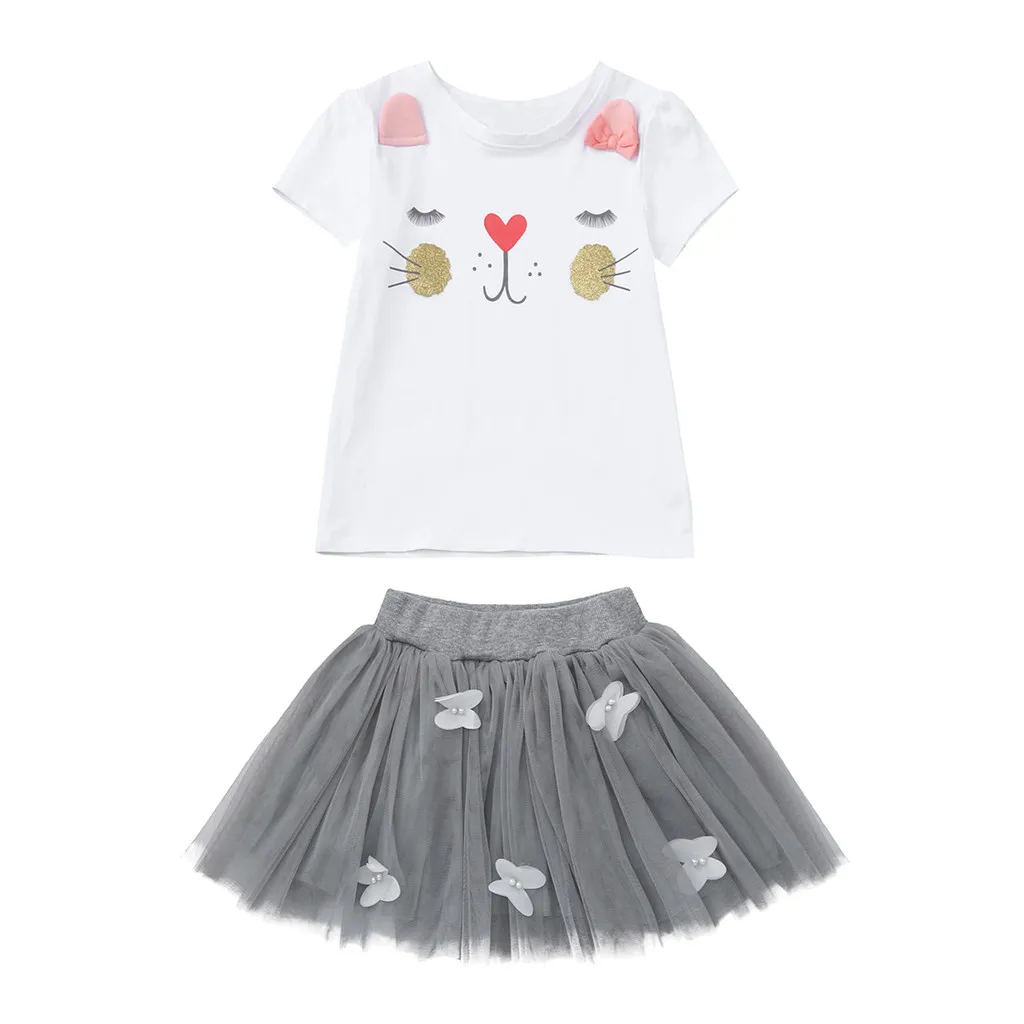 Комплект из 2 предметов для маленьких девочек топы с кроликом и мультфильма