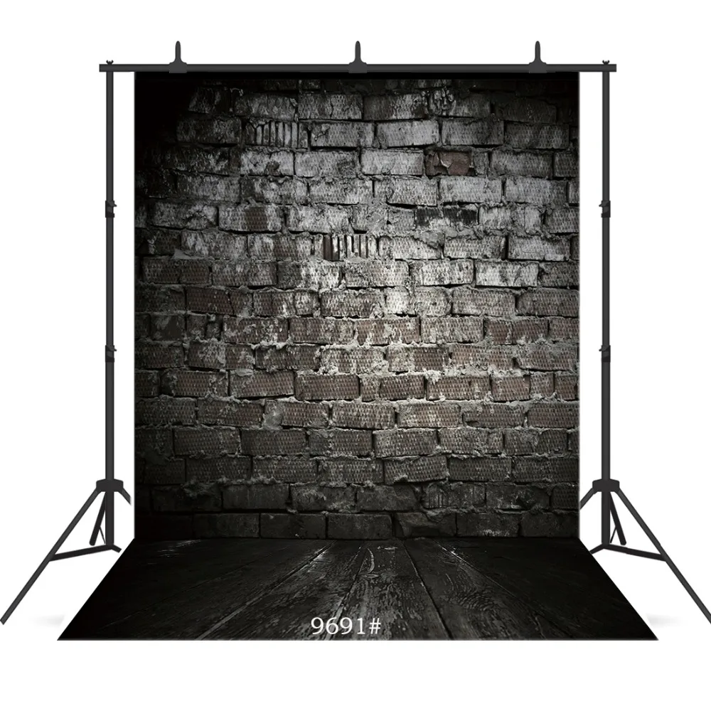 

Black Brick Wall Floor Vinyl Photography Background for Children Baby Shower New Born Portrait Customized Backdrop Photocall
