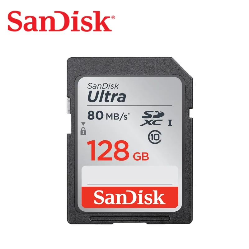 80M Двойной флеш-накопитель SanDisk Ultra карты памяти SD 128 Гб 64 ГБ 32 ГБ оперативной памяти, 16 Гб встроенной памяти, 80 МБ/с. карт SD карта SDXC Class10 C10 V30 в формате 4K UHD, для Камера SD карты - Емкость: 80M