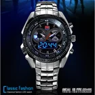 Часы TVG мужские Цифровые, спортивные полностью стальные модные, с синей светодиодной указкой, водонепроницаемые