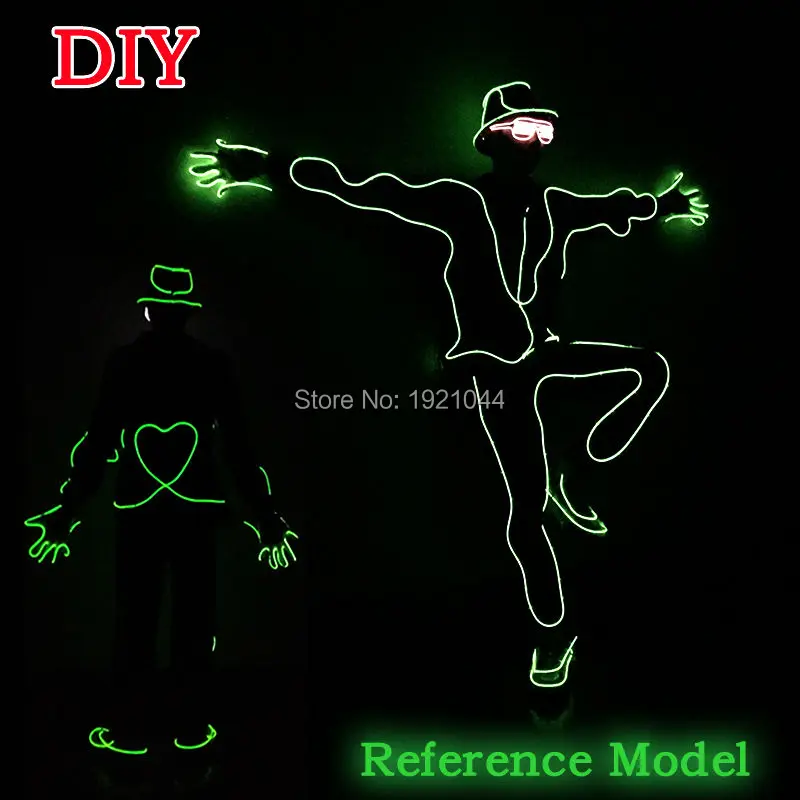 DIY EL Wire suits Festival party clothes Style of Gangnam-Apple accessories 10 Colors select Powered by DC-12V Button EL Driver