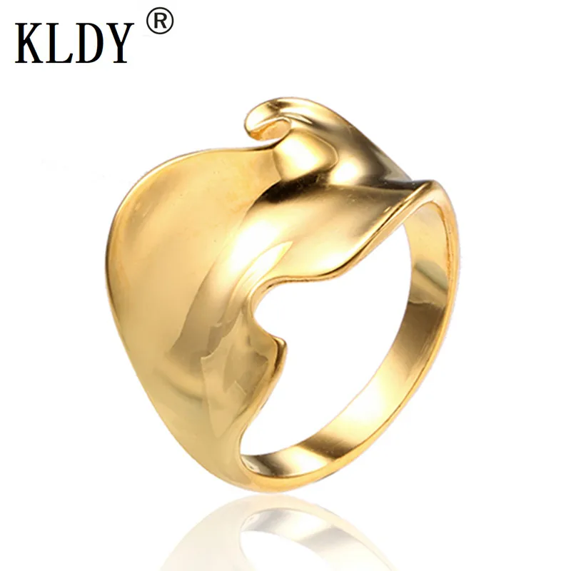 KLDY wave Женское кольцо мужское золото серебро нержавеющая сталь кольца для женщин
