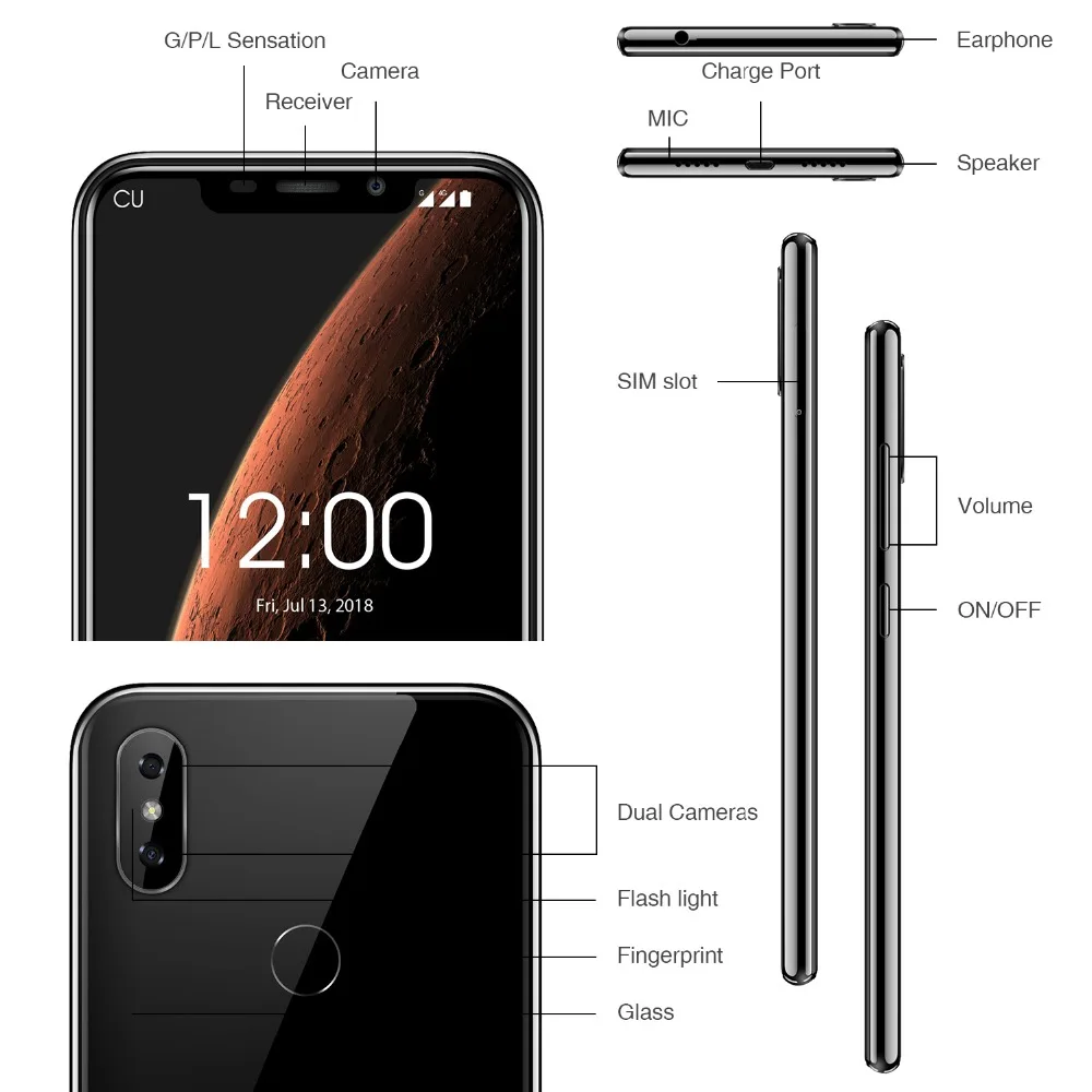 OUKITEL C13 Pro 5G/2 4G wifi 6 18 &quot19:9 2 ГБ 16 Android 9 0 мобильный телефон MT6739 Четырехъядерный LTE
