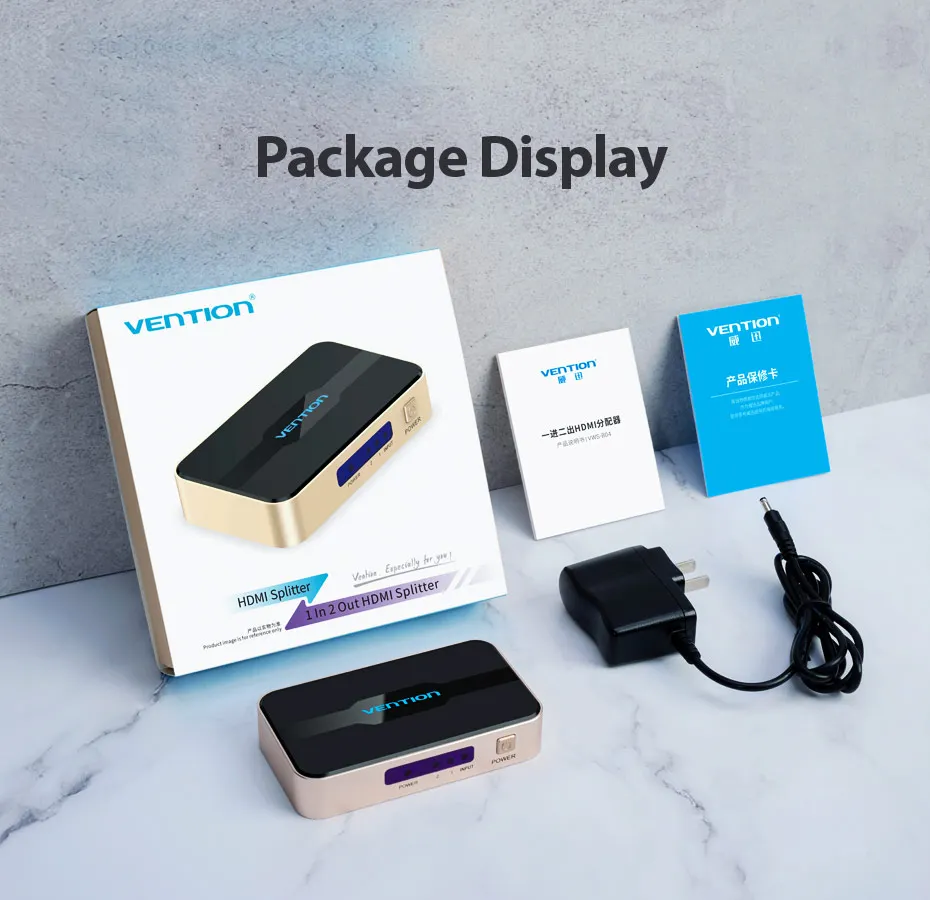 Vention HDMI сплиттер 1x2 4k 3D сплиттер HDMI переключатель адаптер 1 в 2 выход с питанием металлический тип для Xbox усилитель HDCP