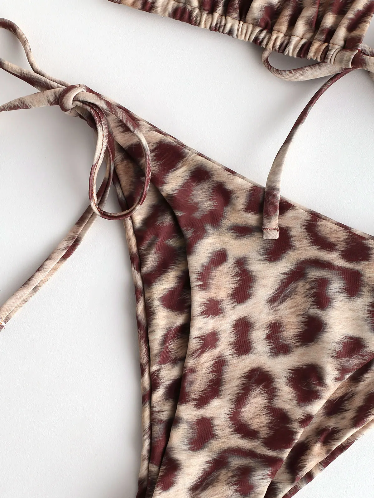 ZAFUL бикини с леопардовым принтом и завязками сбоку комплект на тонких бретельках