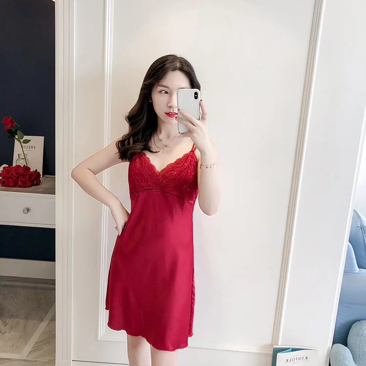 Sexy Women Silky Sleep Robe Strap Top Sleepwear V-Neck Nightdress Lady Home Wear Nightgown Bath Gown Sleepshirts Bathrobe M-XXL | Женская