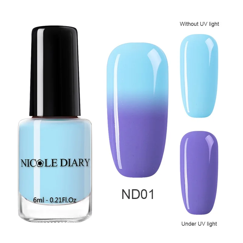 ND01 NICOLE DIARY 6 мл Отшелушивающий лак для ногтей, чувствительный к солнечному свету, меняющий цвет, лак для ногтей, цветной лак для маникюра, лак для ногтей - Цвет: ND01