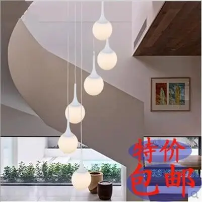 Светодиодная лампа с двойной лестницей длинная люстра вилла креативный шар