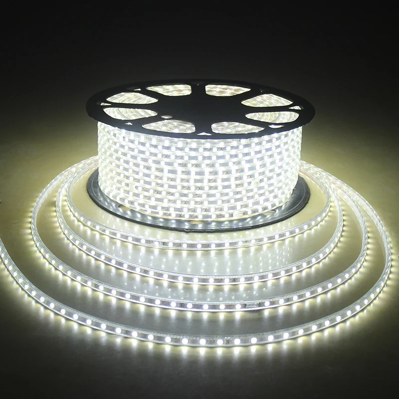 Laimaik AC 220 В светодиодная лента Водонепроницаемый IP67 LED Клейкие ленты 60leds/M 5050SMD rgb