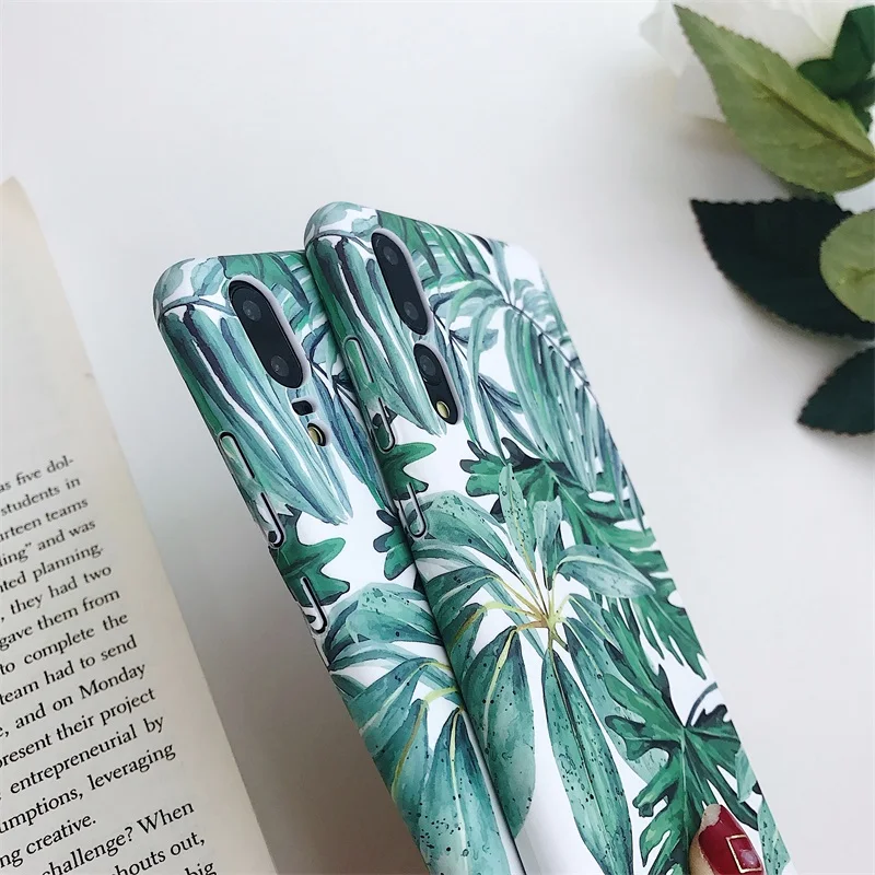 For Xiaomi Note 6 6X 5X 8 SE 3 Cute Cartoon Case Green leaves Hard PC half Cover |