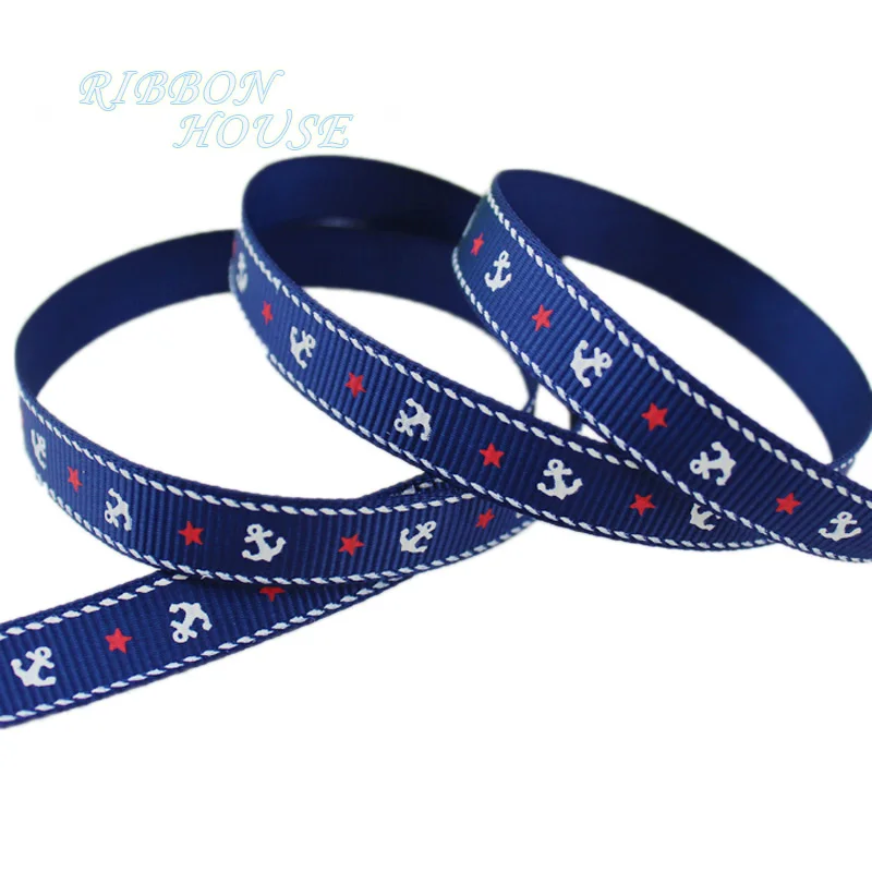 2 M Printed Grosgrain Ribbon Navy Sea Anchor Series 9mm Gift Wrap Crafts Packing Belt DIY Sewing &ampHair Bow Accessories | Дом и сад