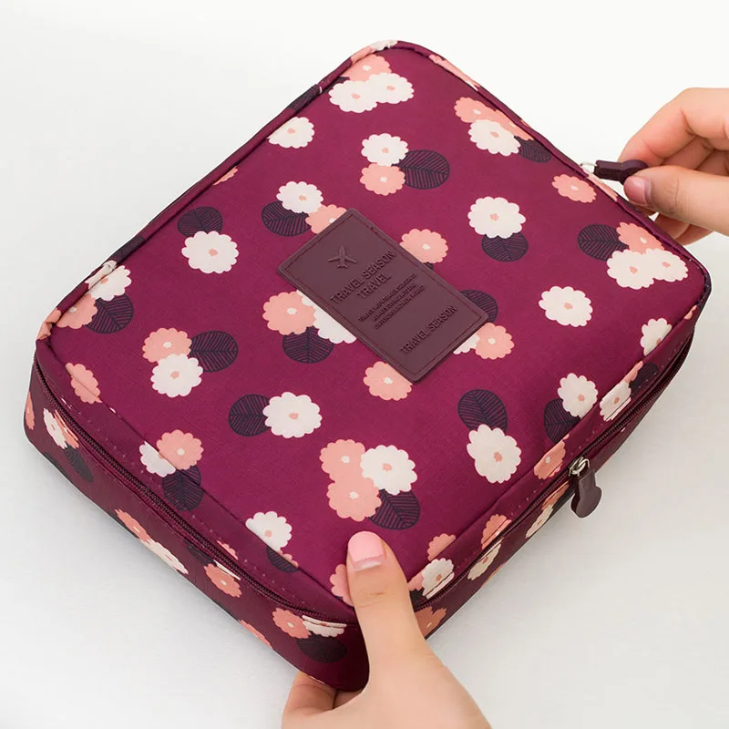 Wine Red Flower Bag Женская туристическая организация, красота, косметичка для хранения косметики, милые дамские моющиеся сумки, сумочка, сумка, аксессуары, товары - Цвет: Wine Red Flower Bag