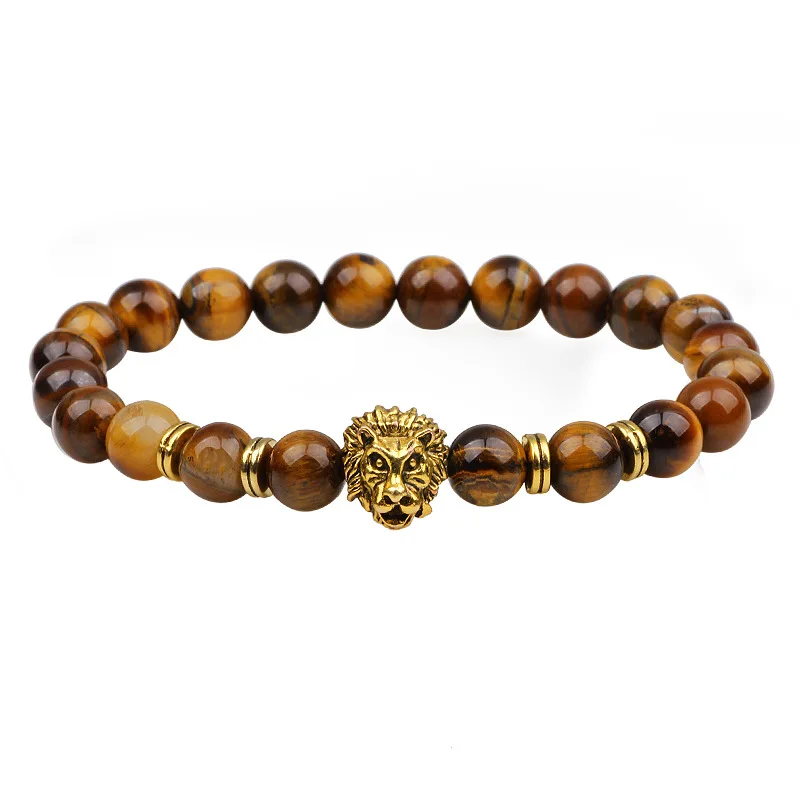 2016 New Handmade Pulseras Beaded Brown Color Male Lion Bracelets Bangles for Men Friendship Jewelry TJ-33 | Украшения и