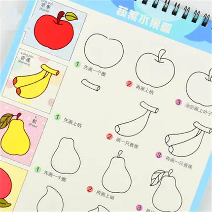 

3D Reusable Groove Animal /Fruit / vegetable /plant Super Meng stick figure Baby Drawing Book Coloring Books for Kids Children