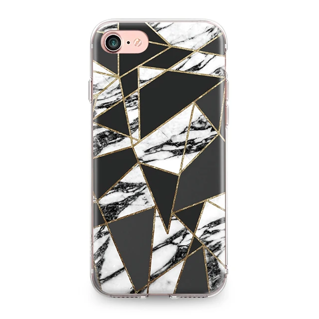 Для Iphone 4, 4S, 5, 5S, SE, 6, 6 S, 7, 8 Plus, X, XR, XS Max, мягкая задняя крышка из ТПУ с золотыми краями, геометрическим узором, мрамором, силиконовый чехол, бампер, Fundas - Цвет: 3115