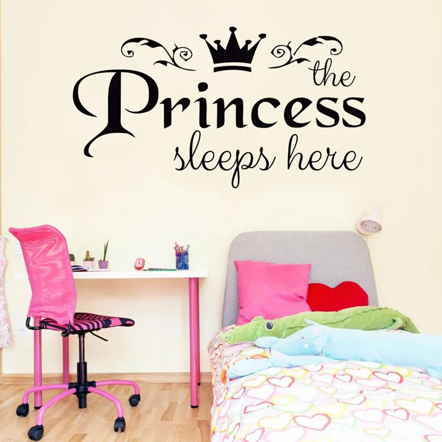 The Princess Sleeps Here настенные наклейки для детской комнаты девочек спальни домашний