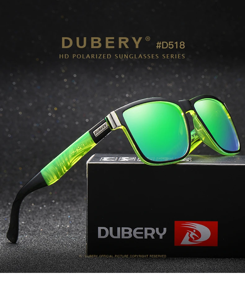 DUBERY, поляризационные солнцезащитные очки для мужчин и женщин, новая мода, квадратные Винтажные Солнцезащитные очки, спортивные, для вождения, Ретро стиль, зеркальные, люксовый бренд, UV400