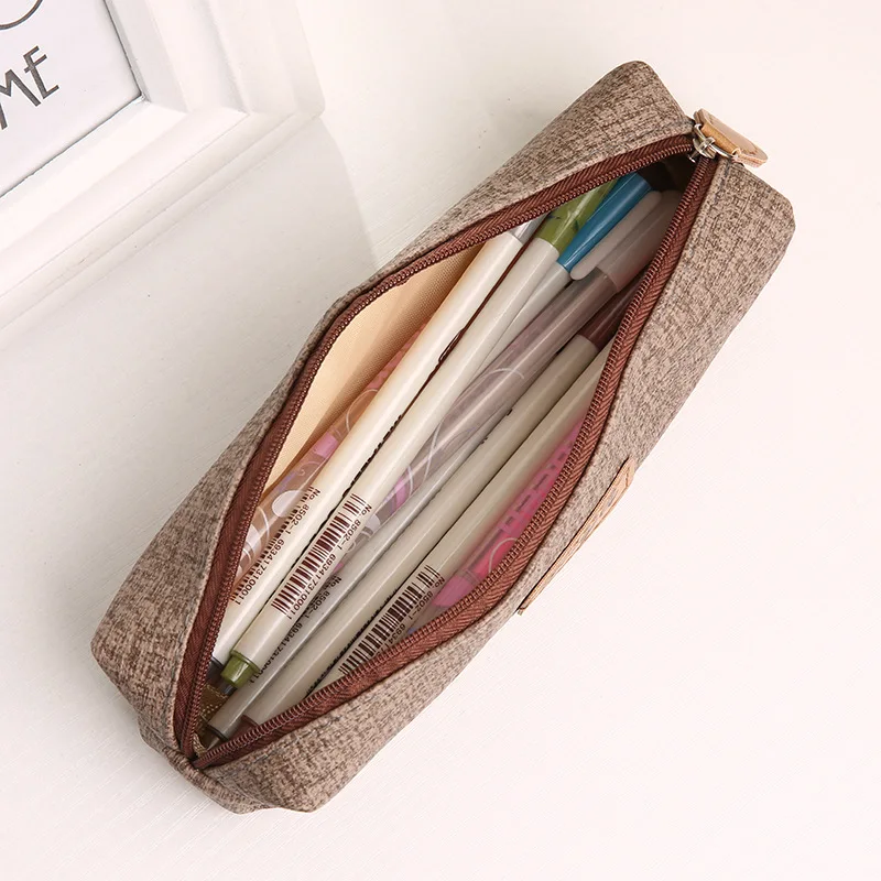 6 цветов милый холщовый чехол для карандашей сумка школы пенал портативный