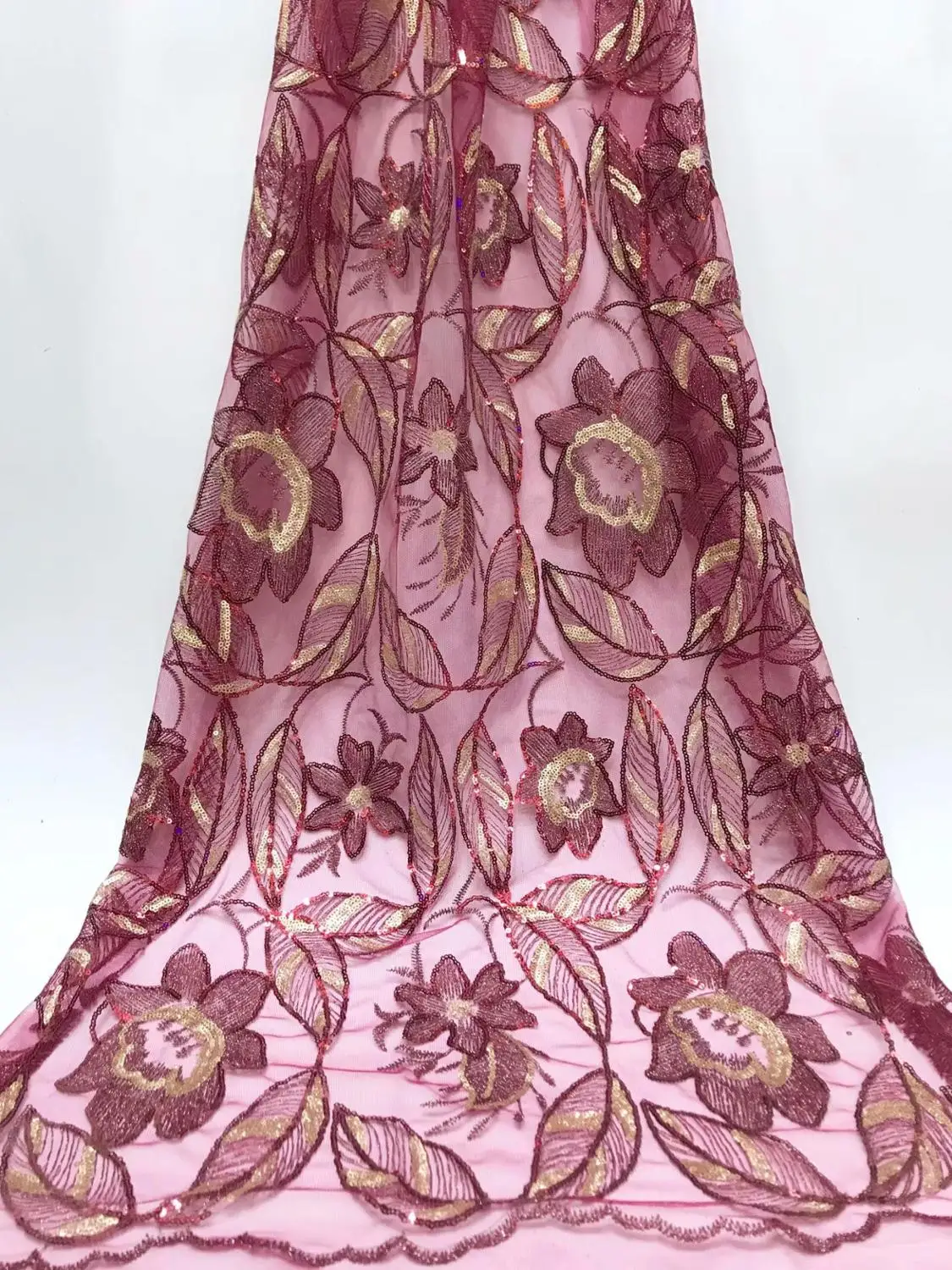 Новинка 2019 розовое золото кружевная ткань французская сетка африканский тюль