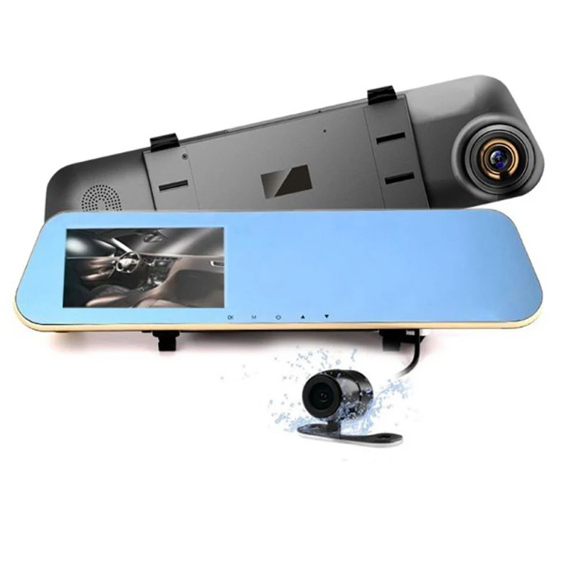 4 3 дюймов двойной объектив зеркало заднего вида Dash Cam G Shock датчик Full HD 1080p двойная