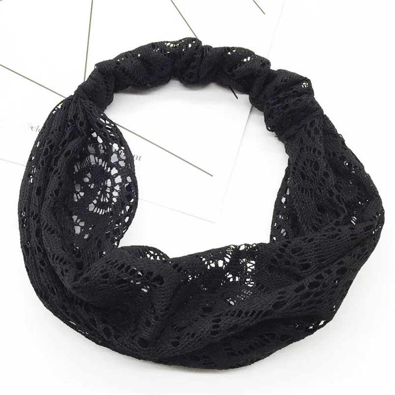 Новинка 2019 Женская Кружевная повязка на голову для йоги широкая с цветами волос