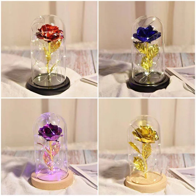 LED Beauty Rose and Beast красная гирлянда с питанием от аккумулятора настольная лампа