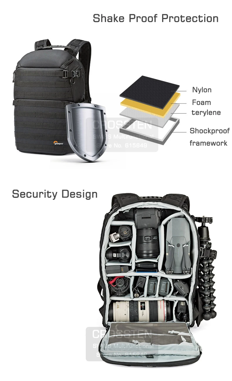 Lowepro ProTactic 350 AW DSLR Камера Фото Сумка из натуральной кожи сумка рюкзак для ноутбука с Всепогодный чехол