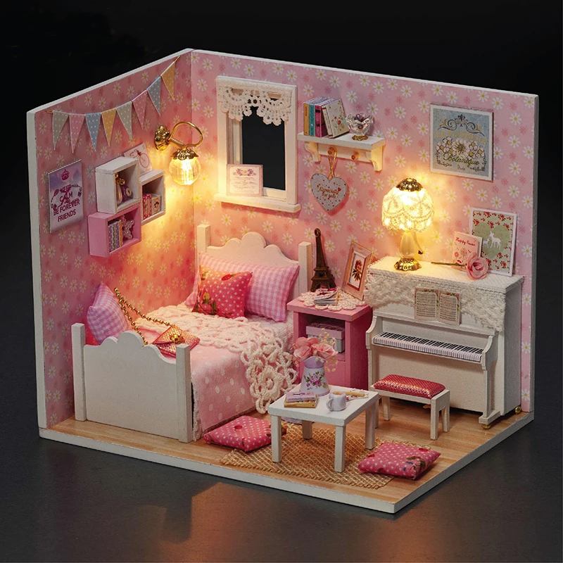 mylb Doll House Furniture Diy Miniature Dust Cover 3D Wooden Miniaturas Dollhouse Toys for Christmas | Houses