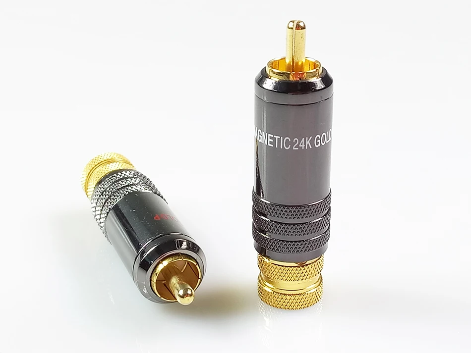 10 шт./лот разъем RCA немагнитных 24 K позолоченный Медь RCA штекер высокое качество разъем для динамиков аудиокабель разъем