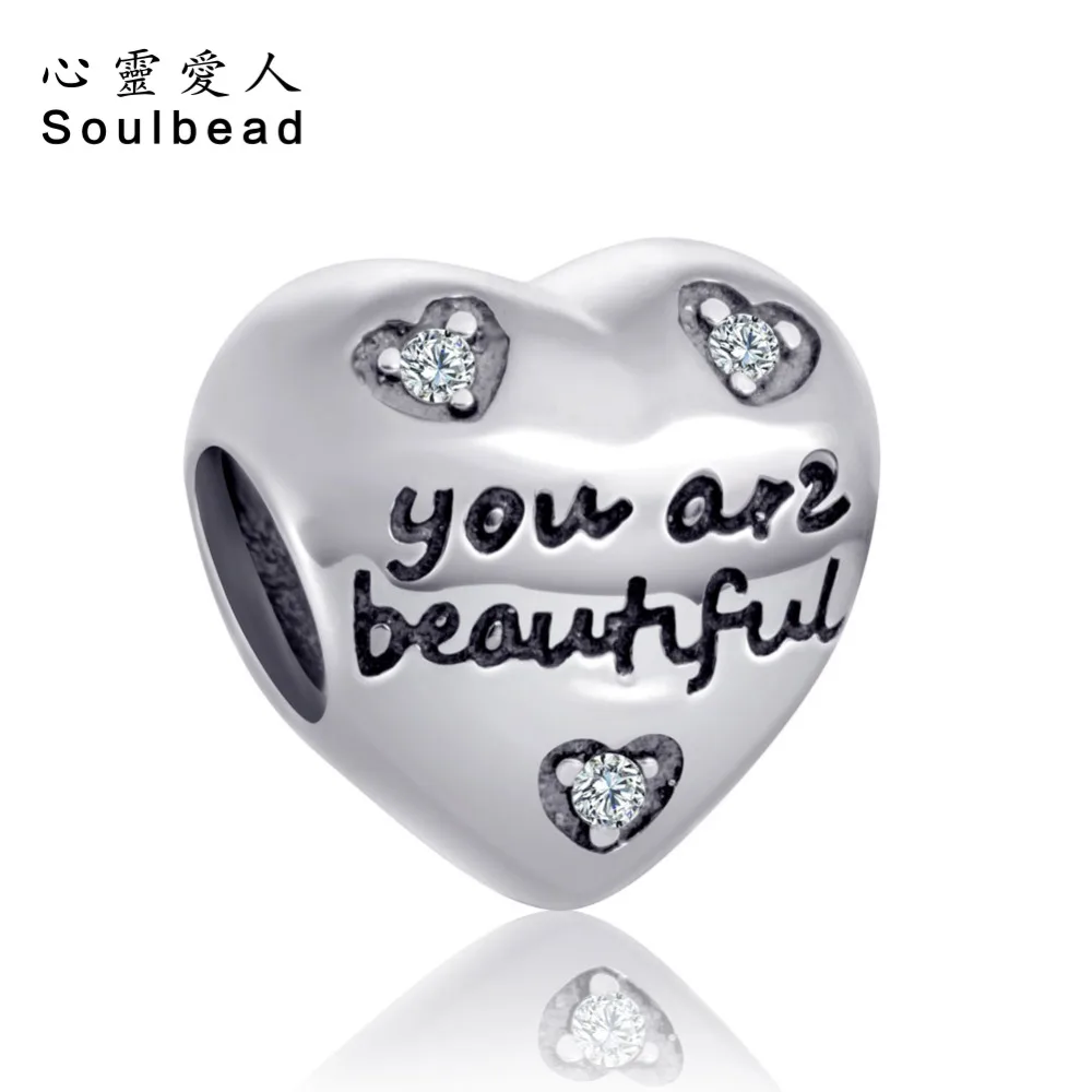 Soulbead циркониевые подвески сделай сам вы красивое сердце шарм бусы серебро 925