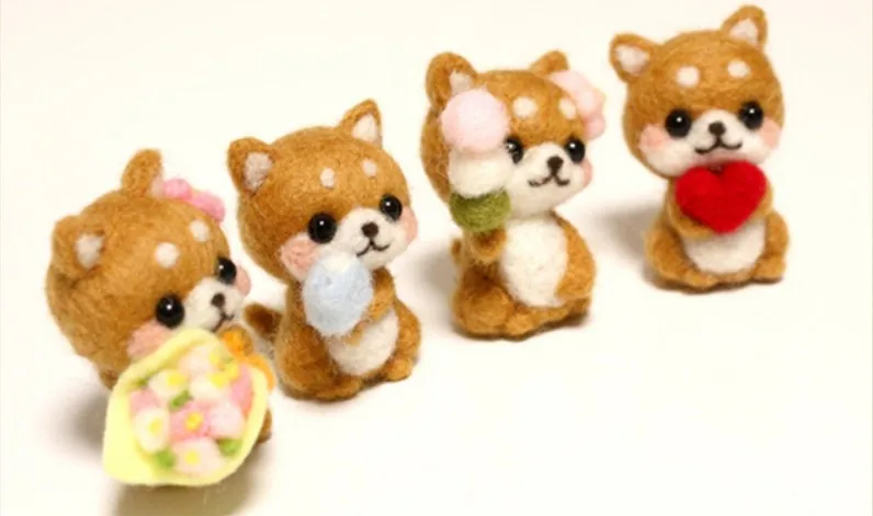 Собака с сердцем цветы шерстяной набор для рукоделия брелок ключей мультяшными